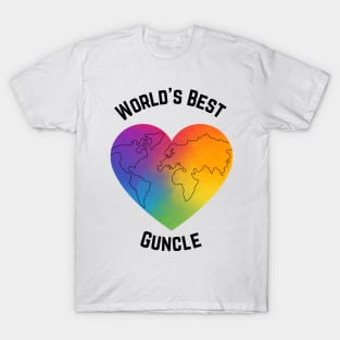 Worlds Best Guncle Rainbow Heart T-Shirt